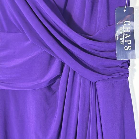 Chaps Dress Purple Ruched Midi Faux Wrap Sleeveless Sheath in Size L NWT - Picture 5 of 12